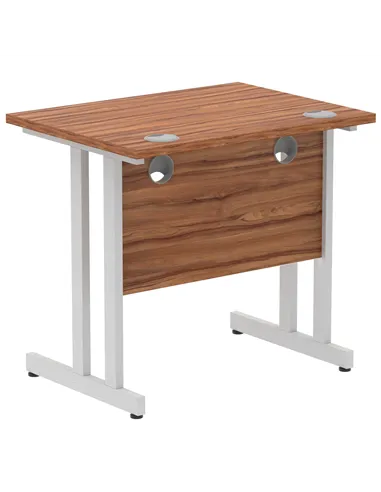 Dynamic Impulse 800 x 600mm Straight Office Desk Walnut Top Silver Cantilever Leg MI002889