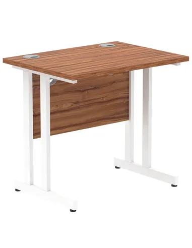 Dynamic Impulse 800 x 600mm Straight Office Desk Walnut Top White Cantilever Leg MI002890