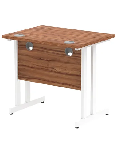 Dynamic Impulse 800 x 600mm Straight Office Desk Walnut Top White Cantilever Leg MI002890