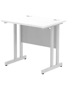 Dynamic Impulse 800 x 600mm Straight Office Desk White Top Silver Cantilever Leg MI002894