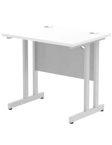 Dynamic Impulse 800 x 600mm Straight Office Desk White Top Silver Cantilever Leg MI002894