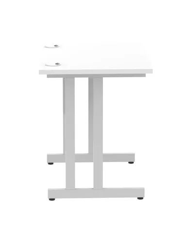 Dynamic Impulse 800 x 600mm Straight Office Desk White Top Silver Cantilever Leg MI002894