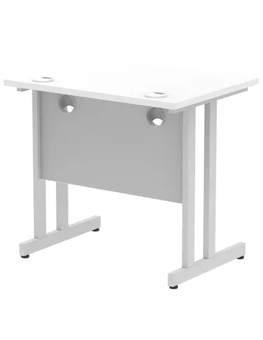 Dynamic Impulse 800 x 600mm Straight Office Desk White Top Silver Cantilever Leg MI002894