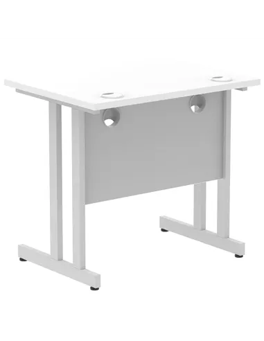 Dynamic Impulse 800 x 600mm Straight Office Desk White Top Silver Cantilever Leg MI002894