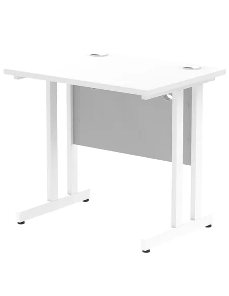 Dynamic Impulse 800 x 600mm Straight Office Desk White Top White Cantilever Leg MI002895