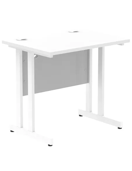 Dynamic Impulse 800 x 600mm Straight Office Desk White Top White Cantilever Leg MI002895