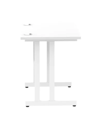 Dynamic Impulse 800 x 600mm Straight Office Desk White Top White Cantilever Leg MI002895