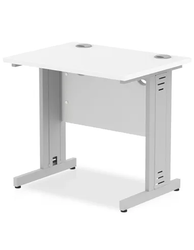 Dynamic Impulse 800 x 600mm Straight Office Desk White Top Silver Cable Managed Leg MI002897