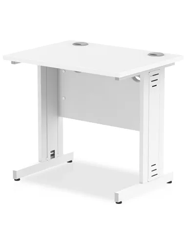Dynamic Impulse 800 x 600mm Straight Office Desk White Top White Cable Managed Leg MI002898