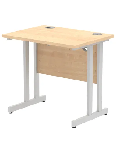 Dynamic Impulse 800 x 600mm Straight Office Desk Maple Top Silver Cantilever Leg MI002899