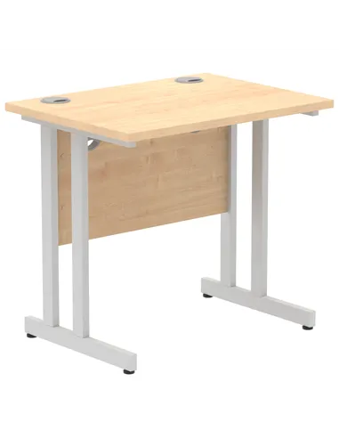 Dynamic Impulse 800 x 600mm Straight Office Desk Maple Top Silver Cantilever Leg MI002899