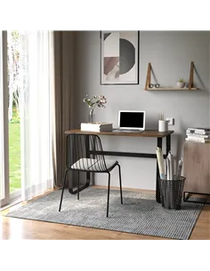 HOMCOM Computer Table, Writing Desk with Steel Frame and Wood Top, Industrial Home Study Table, 115 x 58 x 74.5cm, Rustic Brown  2