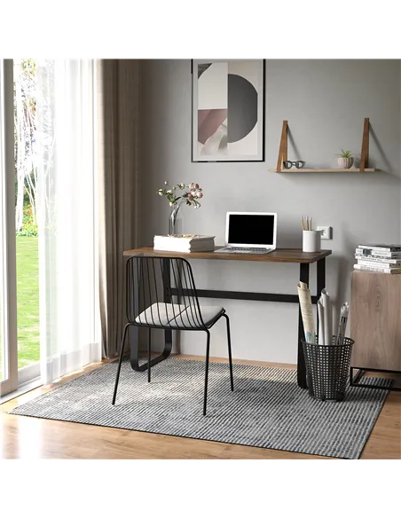 HOMCOM Computer Table, Writing Desk with Steel Frame and Wood Top, Industrial Home Study Table, 115 x 58 x 74.5cm, Rustic Brown 