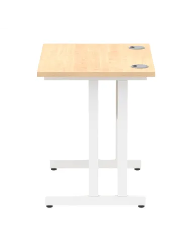 Dynamic Impulse 800 x 600mm Straight Office Desk Maple Top White Cantilever Leg MI002900