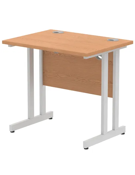 Dynamic Impulse 800 x 600mm Straight Office Desk Oak Top Silver Cantilever Leg MI002904