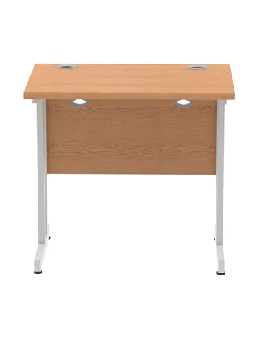 Dynamic Impulse 800 x 600mm Straight Office Desk Oak Top Silver Cantilever Leg MI002904