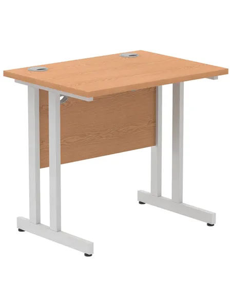 Dynamic Impulse 800 x 600mm Straight Office Desk Oak Top Silver Cantilever Leg MI002904