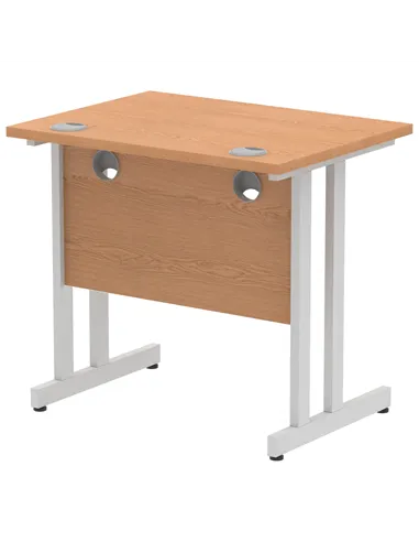 Dynamic Impulse 800 x 600mm Straight Office Desk Oak Top Silver Cantilever Leg MI002904