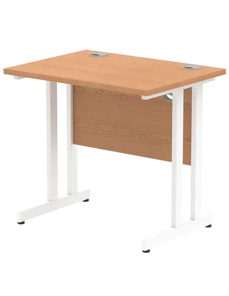 Dynamic Impulse 800 x 600mm Straight Office Desk Oak Top White Cantilever Leg MI002905