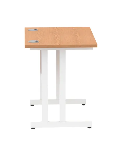 Dynamic Impulse 800 x 600mm Straight Office Desk Oak Top White Cantilever Leg MI002905