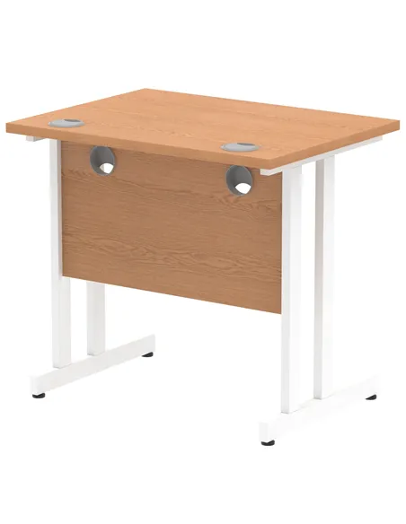Dynamic Impulse 800 x 600mm Straight Office Desk Oak Top White Cantilever Leg MI002905