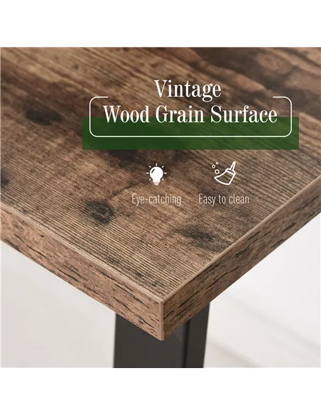 HOMCOM Computer Table, Writing Desk with Steel Frame and Wood Top, Industrial Home Study Table, 115 x 58 x 74.5cm, Rustic Brown 