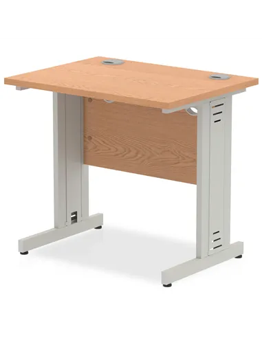 Dynamic Impulse 800 x 600mm Straight Office Desk Oak Top Silver Cable Managed Leg MI002907