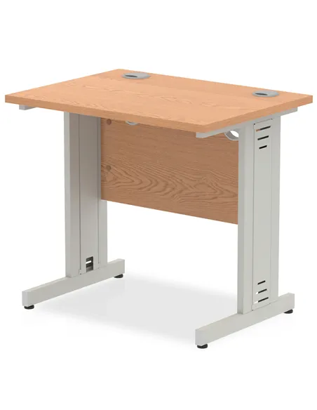 Dynamic Impulse 800 x 600mm Straight Office Desk Oak Top Silver Cable Managed Leg MI002907