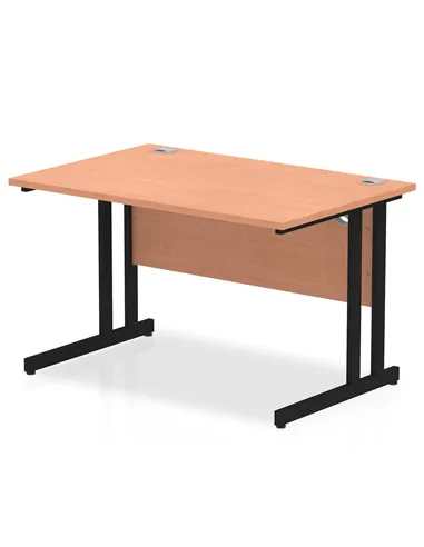 Dynamic Impulse 1200 x 800mm Straight Office Desk Beech Top Black Cantilever Leg MI003193