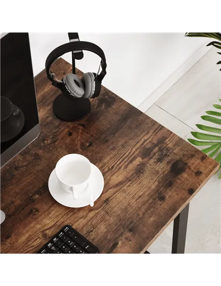 HOMCOM Computer Table, Writing Desk with Steel Frame and Wood Top, Industrial Home Study Table, 115 x 58 x 74.5cm, Rustic Brown 