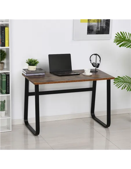 HOMCOM Computer Table, Writing Desk with Steel Frame and Wood Top, Industrial Home Study Table, 115 x 58 x 74.5cm, Rustic Brown 