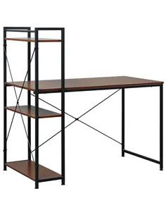 HOMCOM Computer Desk with Storage Shelves on Left or Right, Industrial Reversible Writing Desk for Home Office, Study, Easy Asse