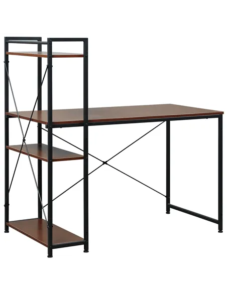 HOMCOM Computer Desk with Storage Shelves on Left or Right, Industrial Reversible Writing Desk for Home Office, Study, Easy Asse