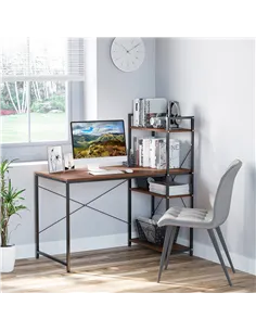 HOMCOM Computer Desk with Storage Shelves on Left or Right, Industrial Reversible Writing Desk for Home Office, Study, Easy Asse 2