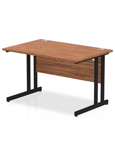Dynamic Impulse 1200 x 800mm Straight Office Desk Walnut Top Black Cantilever Leg MI003253