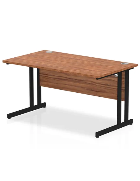 Dynamic Impulse 1400 x 800mm Straight Office Desk Walnut Top Black Cantilever Leg MI003258
