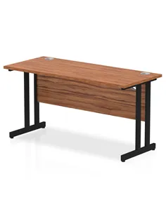 Dynamic Impulse 1400 x 600mm Straight Office Desk Walnut Top Black Cantilever Leg MI003262