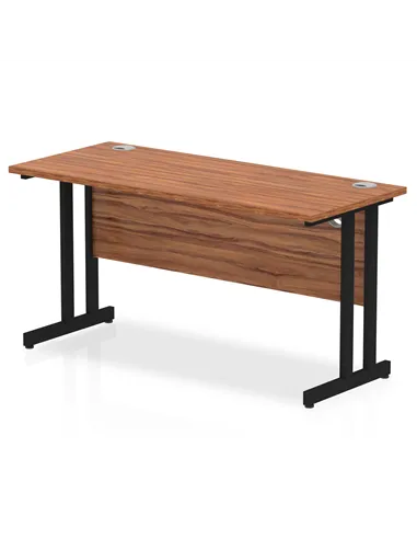 Dynamic Impulse 1400 x 600mm Straight Office Desk Walnut Top Black Cantilever Leg MI003262