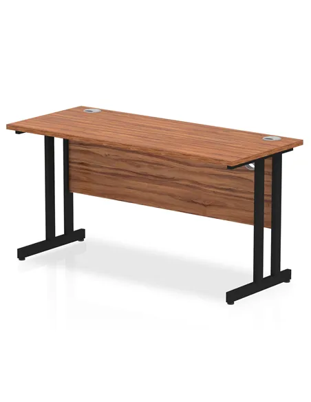 Dynamic Impulse 1400 x 600mm Straight Office Desk Walnut Top Black Cantilever Leg MI003262