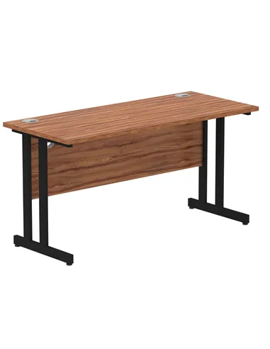 Dynamic Impulse 1400 x 600mm Straight Office Desk Walnut Top Black Cantilever Leg MI003262