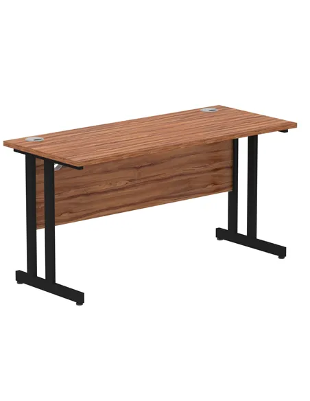 Dynamic Impulse 1400 x 600mm Straight Office Desk Walnut Top Black Cantilever Leg MI003262