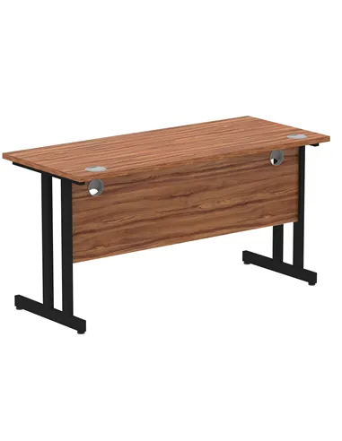 Dynamic Impulse 1400 x 600mm Straight Office Desk Walnut Top Black Cantilever Leg MI003262
