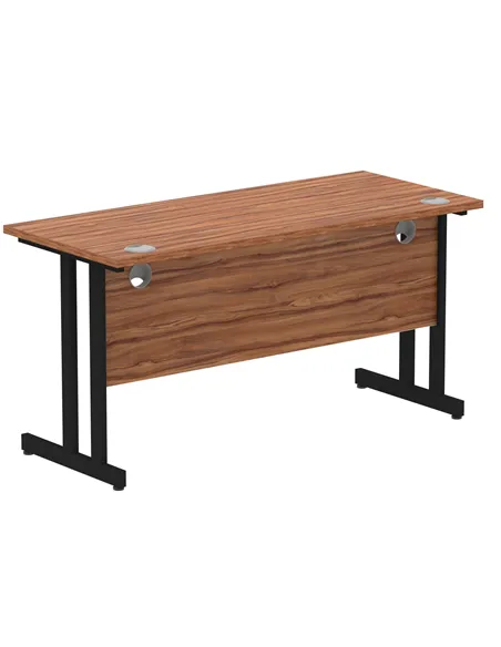 Dynamic Impulse 1400 x 600mm Straight Office Desk Walnut Top Black Cantilever Leg MI003262