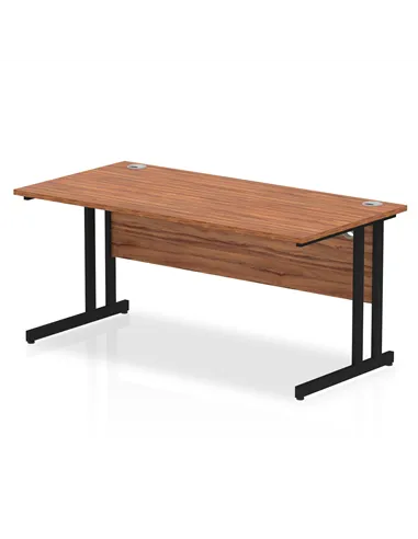 Dynamic Impulse 1600 x 800mm Straight Office Desk Walnut Top Black Cantilever Leg MI003264