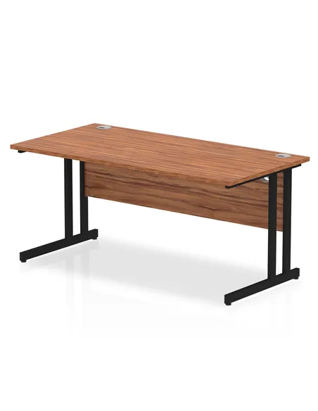 Dynamic Impulse 1600 x 800mm Straight Office Desk Walnut Top Black Cantilever Leg MI003264