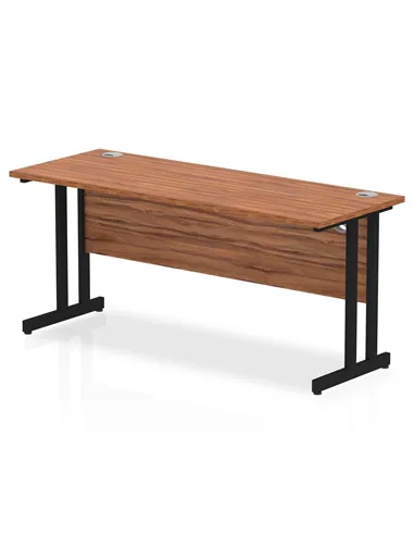 Dynamic Impulse 1600 x 600mm Straight Office Desk Walnut Top Black Cantilever Leg MI003271