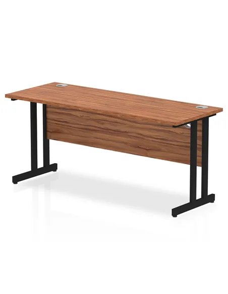 Dynamic Impulse 1600 x 600mm Straight Office Desk Walnut Top Black Cantilever Leg MI003271