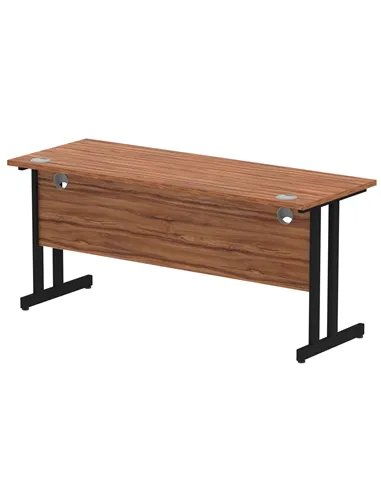 Dynamic Impulse 1600 x 600mm Straight Office Desk Walnut Top Black Cantilever Leg MI003271