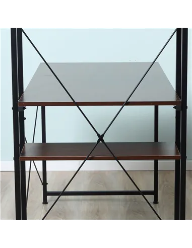 HOMCOM Computer Desk with Storage Shelves on Left or Right, Industrial Reversible Writing Desk for Home Office, Study, Easy Asse