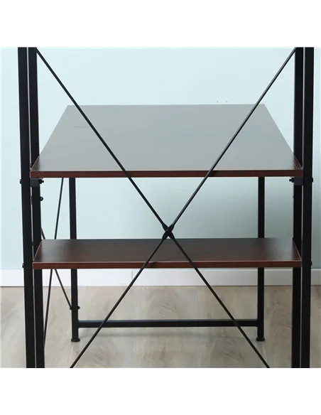 HOMCOM Computer Desk with Storage Shelves on Left or Right, Industrial Reversible Writing Desk for Home Office, Study, Easy Asse